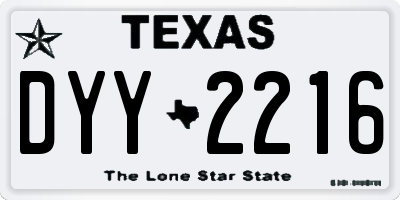 TX license plate DYY2216