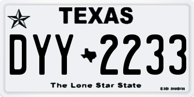 TX license plate DYY2233