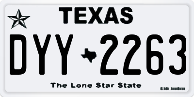 TX license plate DYY2263