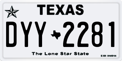 TX license plate DYY2281
