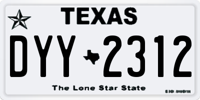 TX license plate DYY2312