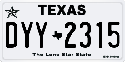 TX license plate DYY2315