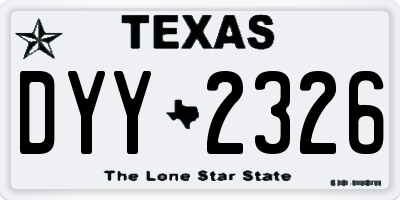 TX license plate DYY2326