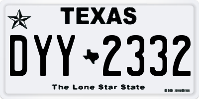 TX license plate DYY2332