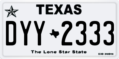 TX license plate DYY2333