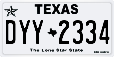TX license plate DYY2334