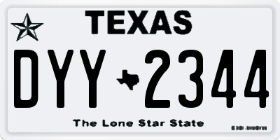 TX license plate DYY2344