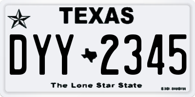 TX license plate DYY2345