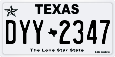 TX license plate DYY2347