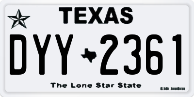 TX license plate DYY2361