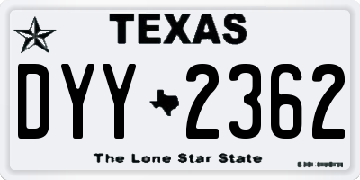TX license plate DYY2362