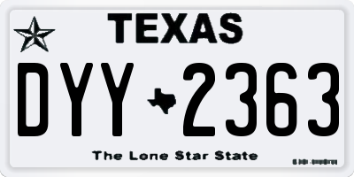 TX license plate DYY2363