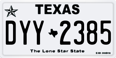 TX license plate DYY2385