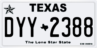 TX license plate DYY2388