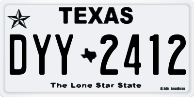 TX license plate DYY2412