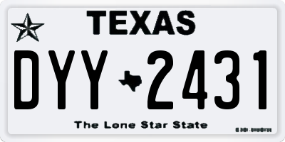TX license plate DYY2431