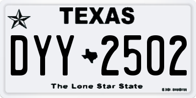 TX license plate DYY2502