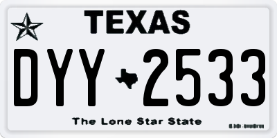 TX license plate DYY2533