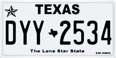 TX license plate DYY2534