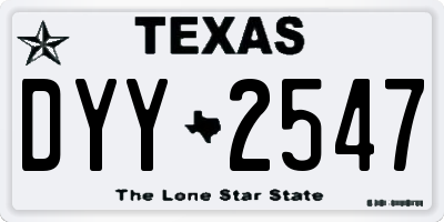 TX license plate DYY2547