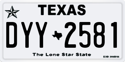 TX license plate DYY2581