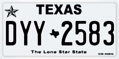 TX license plate DYY2583