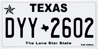 TX license plate DYY2602