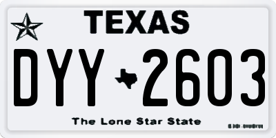 TX license plate DYY2603
