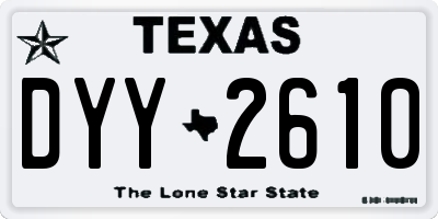 TX license plate DYY2610