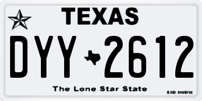 TX license plate DYY2612