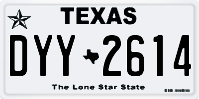 TX license plate DYY2614