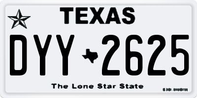 TX license plate DYY2625