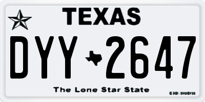 TX license plate DYY2647