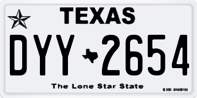TX license plate DYY2654