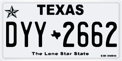 TX license plate DYY2662