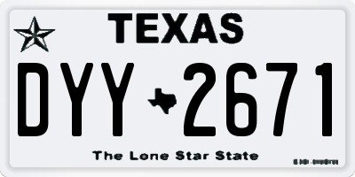 TX license plate DYY2671