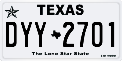 TX license plate DYY2701