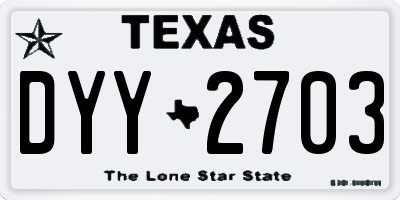 TX license plate DYY2703