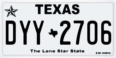 TX license plate DYY2706