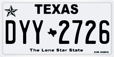 TX license plate DYY2726