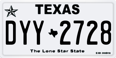 TX license plate DYY2728