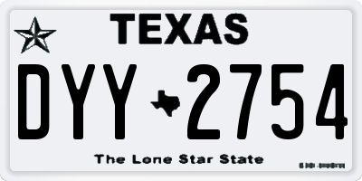 TX license plate DYY2754