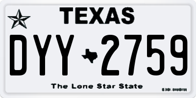 TX license plate DYY2759
