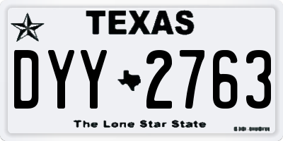 TX license plate DYY2763