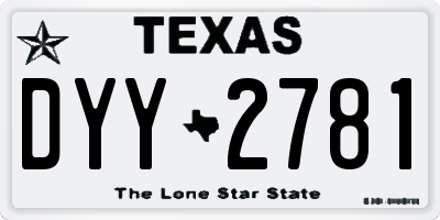 TX license plate DYY2781