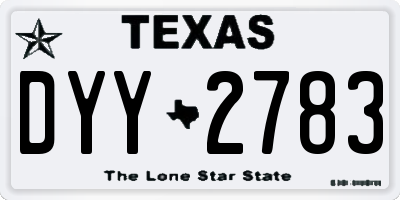 TX license plate DYY2783