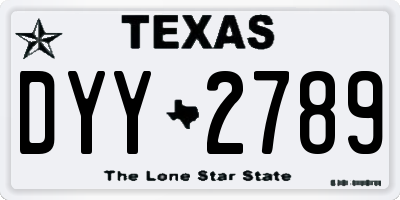 TX license plate DYY2789