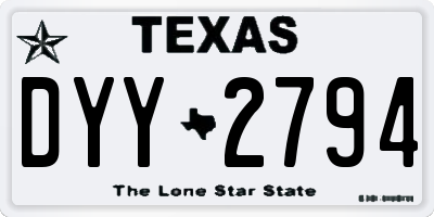 TX license plate DYY2794