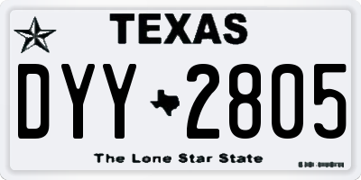 TX license plate DYY2805