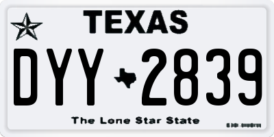 TX license plate DYY2839